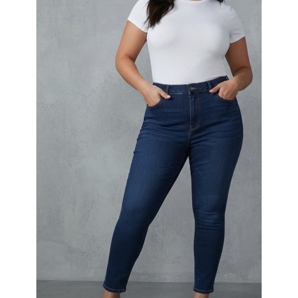 Curve Appeal High-Rise Minimalist Tummy Tucking Skinny Jeggings Dark Wash 10/30